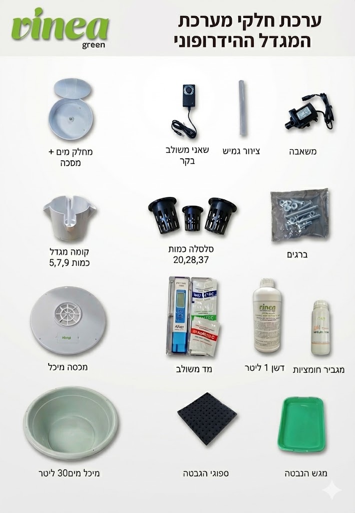 חלקי מגדל הידרופוני